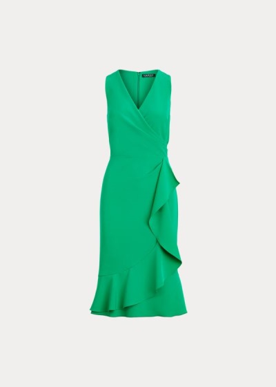 Vestidos Ralph Lauren Mujer Verdes - Ruffle-Trim Crepe - JURKO0542